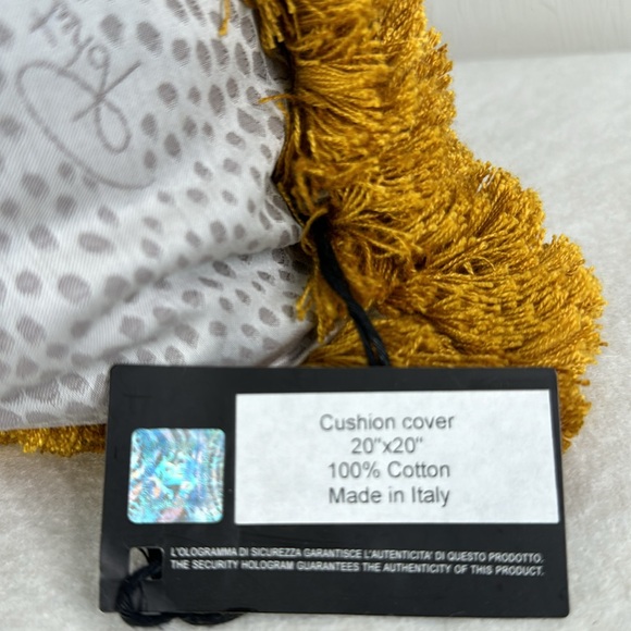 ROBERTO CAVALLI NEW NWT GRAY GOLD FRINGE GIRAFFE PRINT LARGE ACCENT PILLOW - Picture 6 of 13